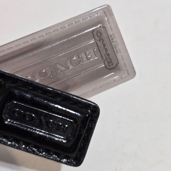 Coach Poppy Black Leather Crossbody Shoulder Bag Purse Small Leopard Lining EUC - Picture 5 of 8